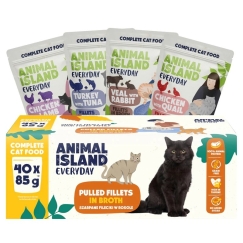 ANIMAL ISLAND Jokapäivän fileet liemessä laatikko - märkä kissanruoka - 40x85g