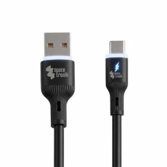 Spacetronik USB2.0 A-C LED cable 60W silicone, black, 0.5 m