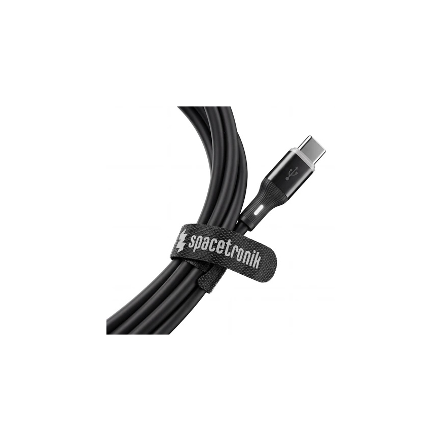 Spacetronik USB2.0 A-C LED kaabel 60W silikoon, must, 0,5 m – 4