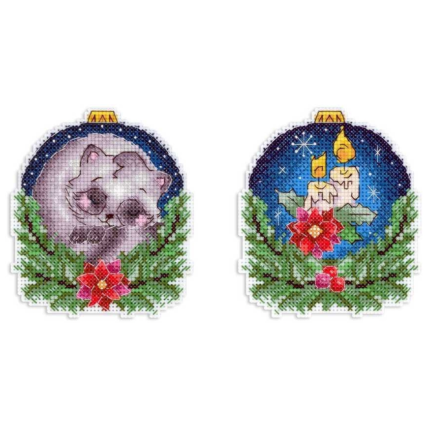Beldizart Ristinauhaompelu Sarja "Uuden vuoden pallo karhulla" 10x9 cm SR-1161