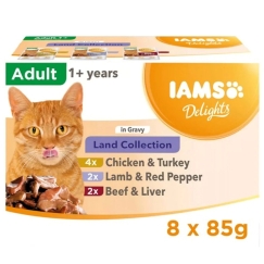 IAMS DELIGHTS Maastiku Kogum Gravy kast – konservide kassitoit – 8x85g