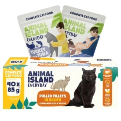 ANIMAL ISLAND Филе в бульоне Индейка с тунцом и Телятина с кроликом Упаковка - влажный корм для кошек - 40x85г