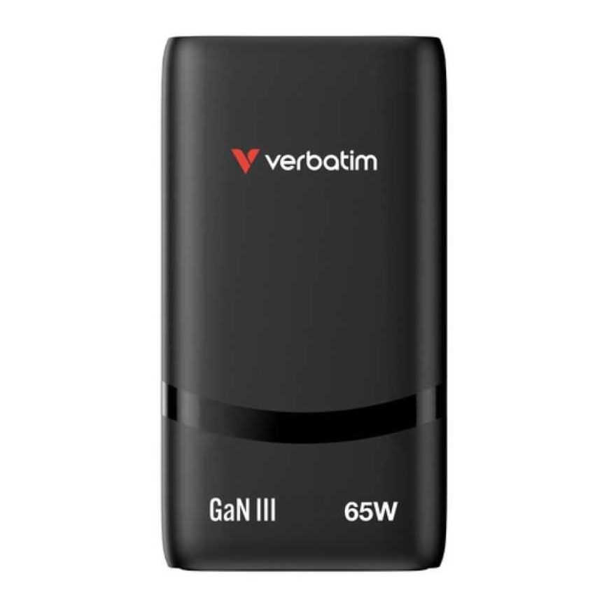 Verbatim GaN III Fold ´n´ Go 65W Melns