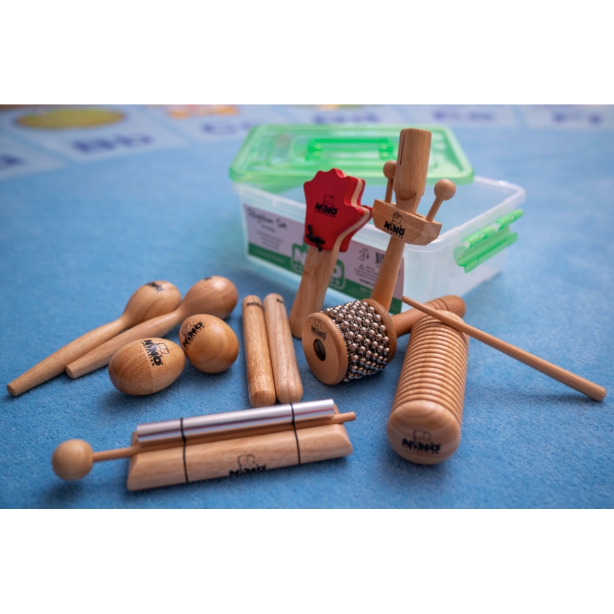 Nino Percussion NINOSET14, koka ritmiskā instrumentu komplekts 10 bērniem. – 2