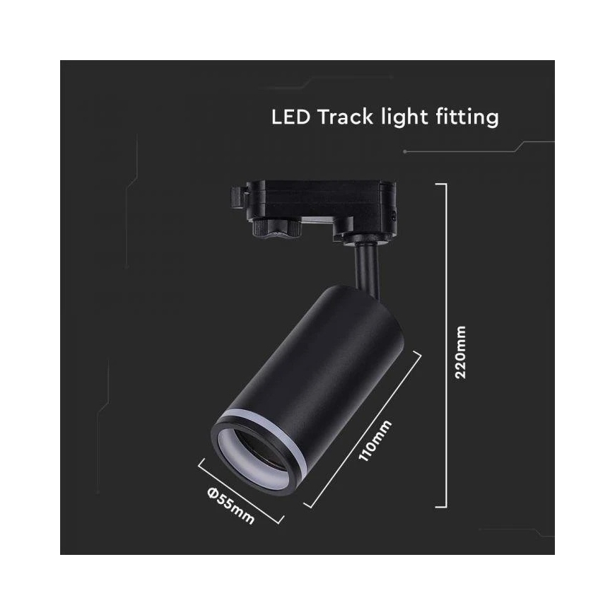 V-tac Accent Light for 3-Phase Track, GU10, Black – 2
