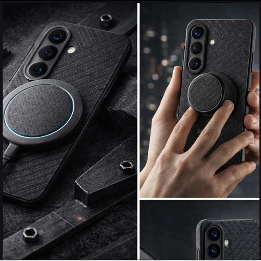 KS942SN Carbon Magnet -kotelo Samsung Galaxy S26, Musta – 5