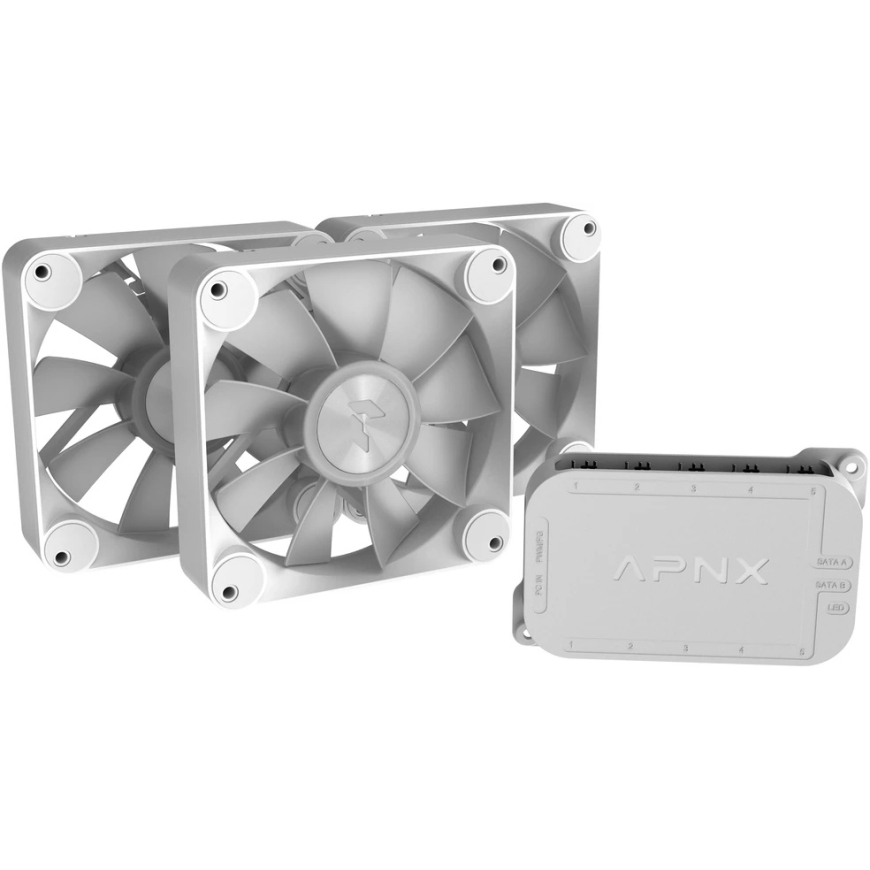 APNX FP1-R PWM fan, reverse blades, PWM, ARGB – pack of 3, White – 3