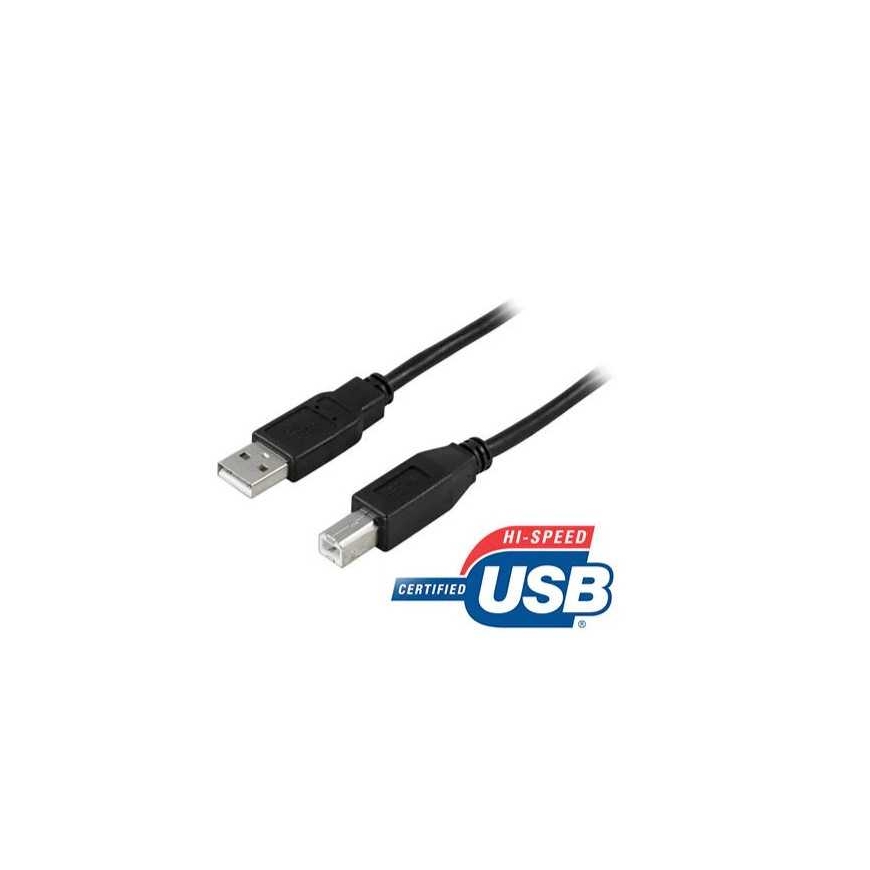 Deltaco USB 2.0 cable Type A/B male 3m (USB-230S) Black