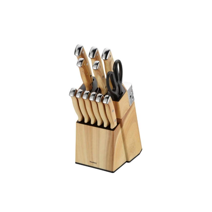 8-piece knife and board set with organizer, wooden, stainless st