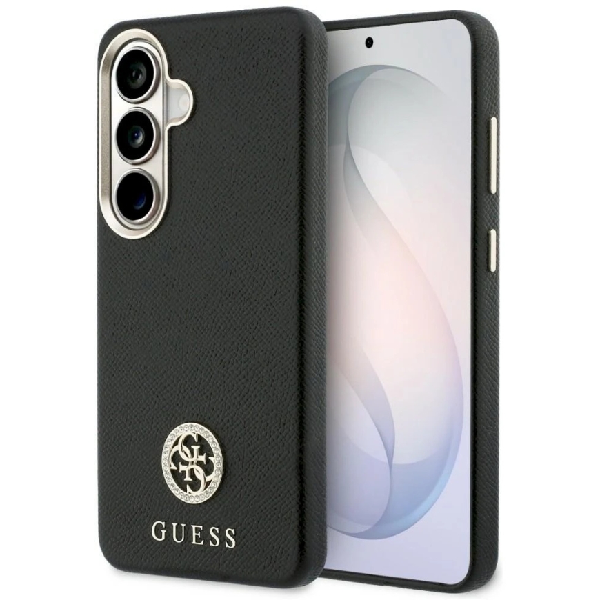 Guess „MagSafe“ -kotelo „Samsung Galaxy S26+“:lle, jossa on pyöreä musta zirkonia-kivi ja pyöreä logo – 3