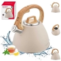 Tējkanna, 2,5 l smilšu krāsas tērauda tējkanna ar koka imitācijas rokturi, Klausberg kb-7954 Tējkanna, 2,5 l smilšu krāsas tērauda tējkanna ar koka imitācijas rokturi, Klausberg kb-7954
