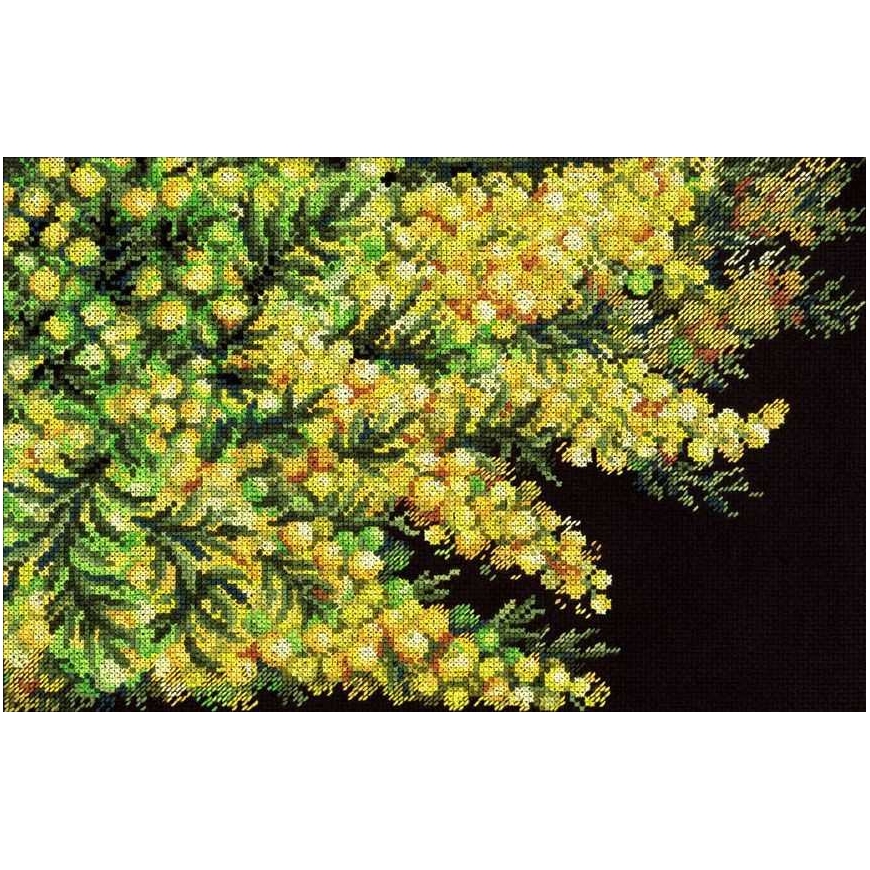 Beldizart ristipistoverkkosetti "Kevätmimosat" 18x27 cm SNV-950