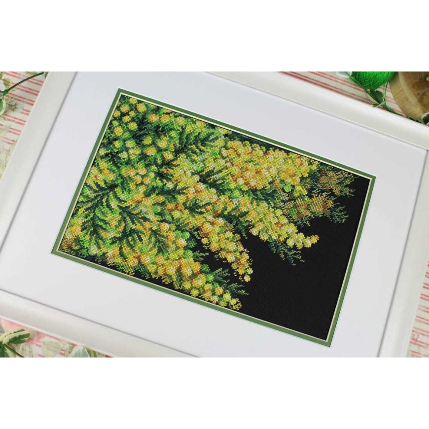 Beldizart ristipistoverkkosetti "Kevätmimosat" 18x27 cm SNV-950 – 3
