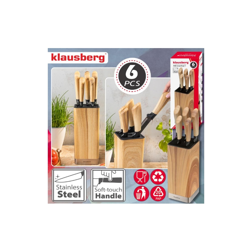 6-piece knife set with block, stainless steel, KB 9035, Klausber – 3