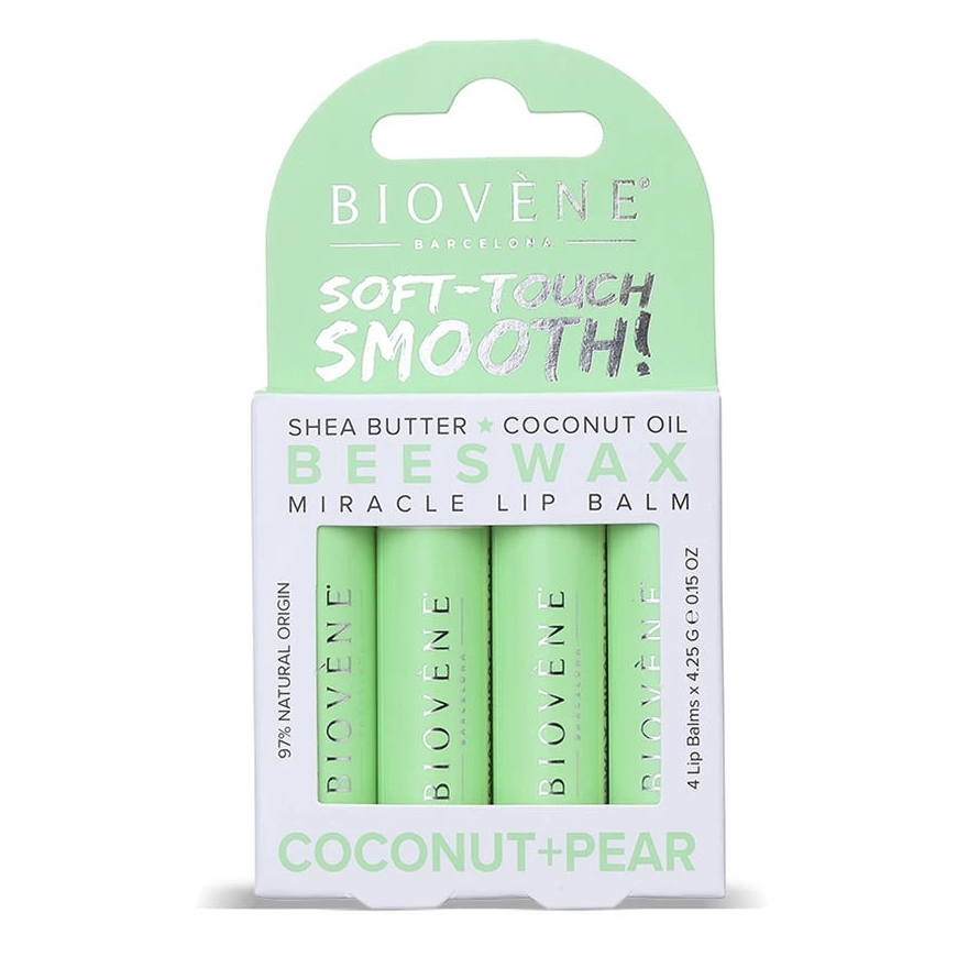 Biovene Soft-Touch Smooth! Beeswax Coconut+Pear Lip Balm Set, 17 g