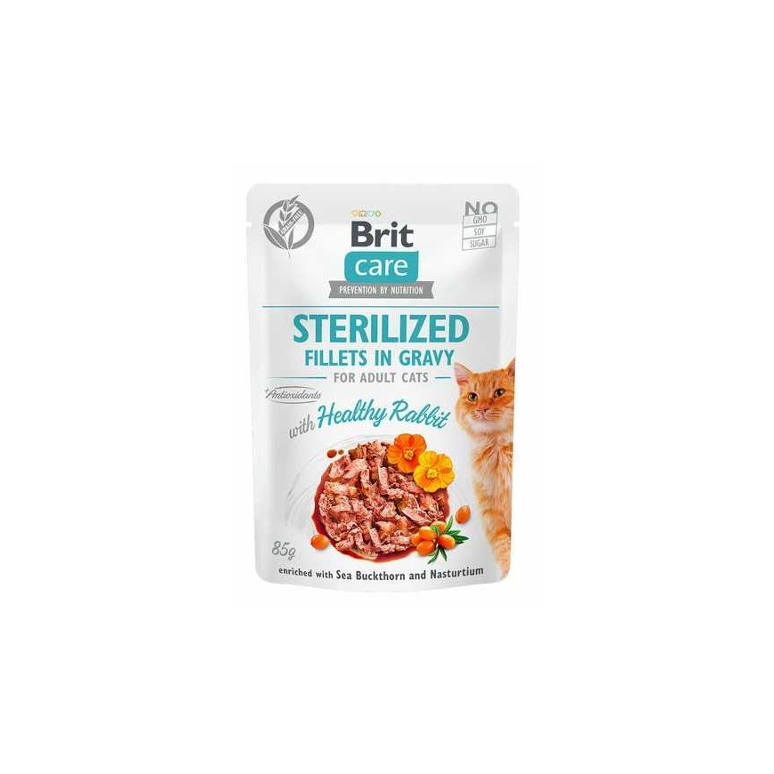 BRIT Care Kassitoidud steriliseeritud kassidele kastmes Tervislik jänes 85g