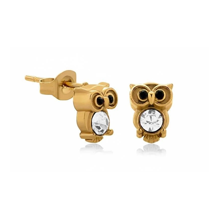 Troli Upeat kultaketjutut korvakorut zirkonilla Owl VGE782G-1