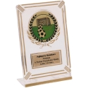 Tryumf Plastic Trophy – Clear – Gold with space for a 50 mm sticker and a 50 mm x 20 mm T-M plate