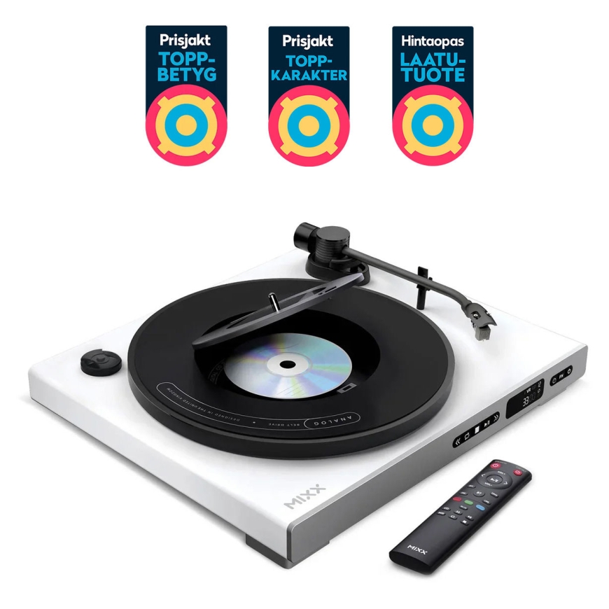 Mixx Analog Plus 2-in-1 vinila un CD atskaņotājs, balts
