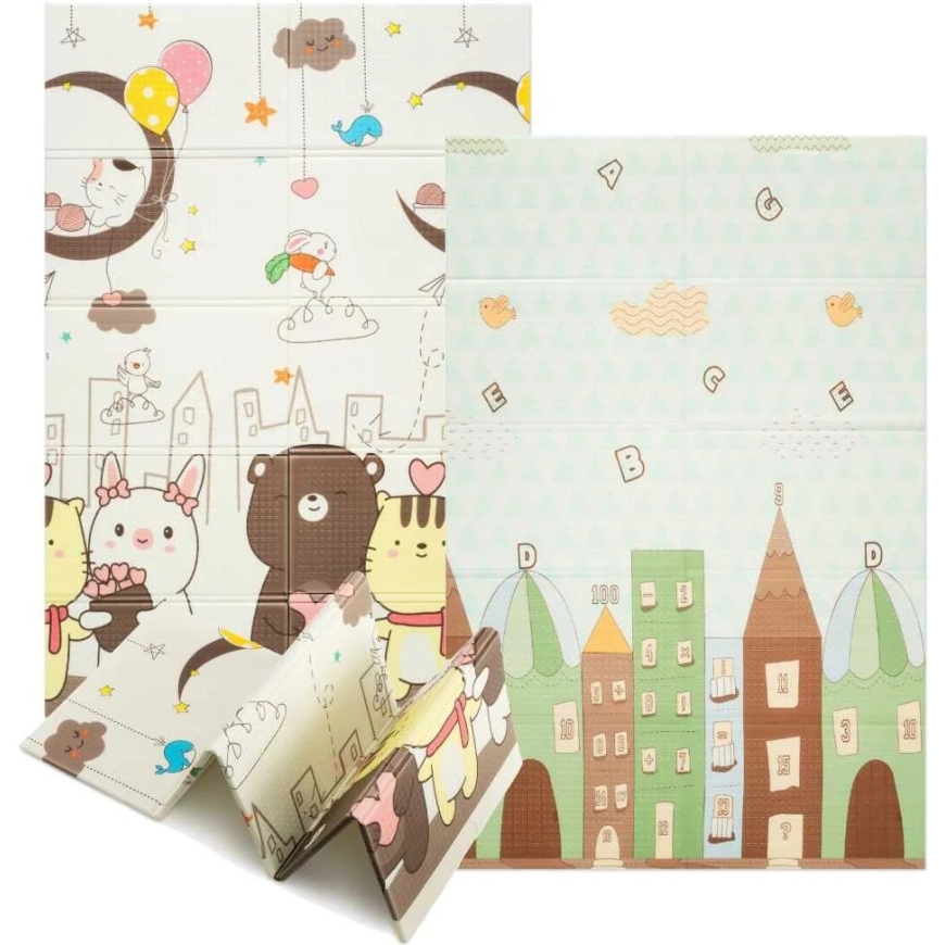 Double-sided folding XPE foam mat Humbi Night Animals City – 3