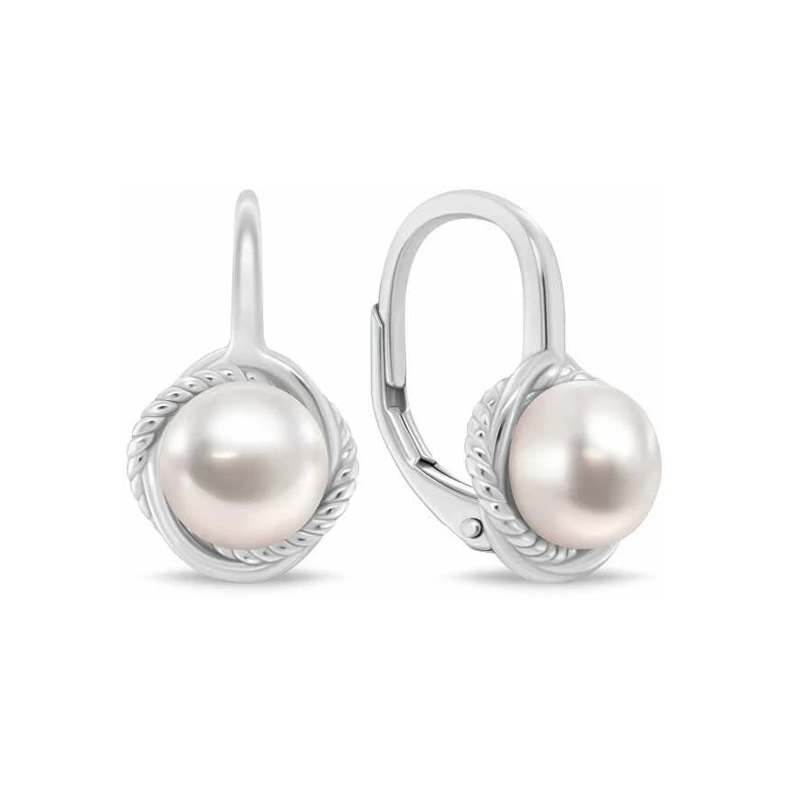 Brilio Silver Silver Earrings with Freshwater Pearl Accents EA1249W