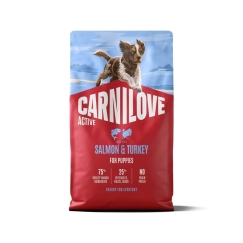 CARNILOVE Aktiivne Koer Kutsikad Lõhe ja Kalkun - kuiv koeratoit - 4kg