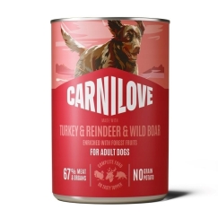 CARNILOVE Koeratud Türgi&Põder&Jõhvikas - märg koeratoit - 400g