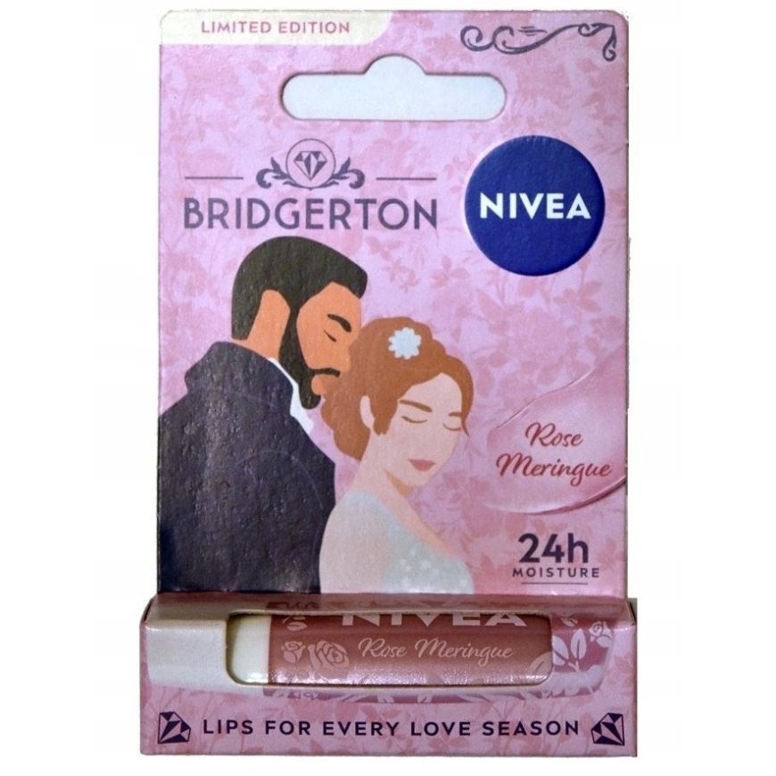 Nivea „Bridgerton Edition Daphne&Simon“ maitinamieji lūpų dažai „Rose Meringue“ 4,8 g – 2