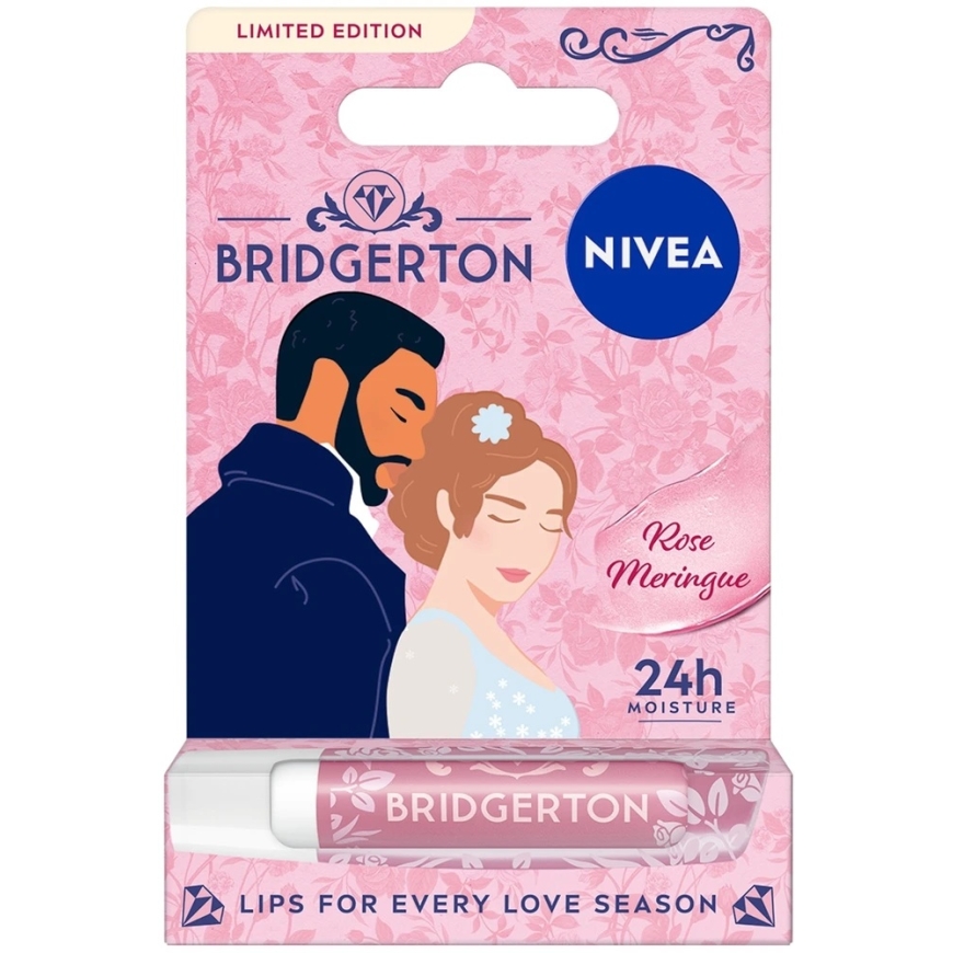 Nivea "Bridgerton Edition Daphne&Simon" mitrinošie lūpu krāsu "Rose Meringue" 4,8 g – 4
