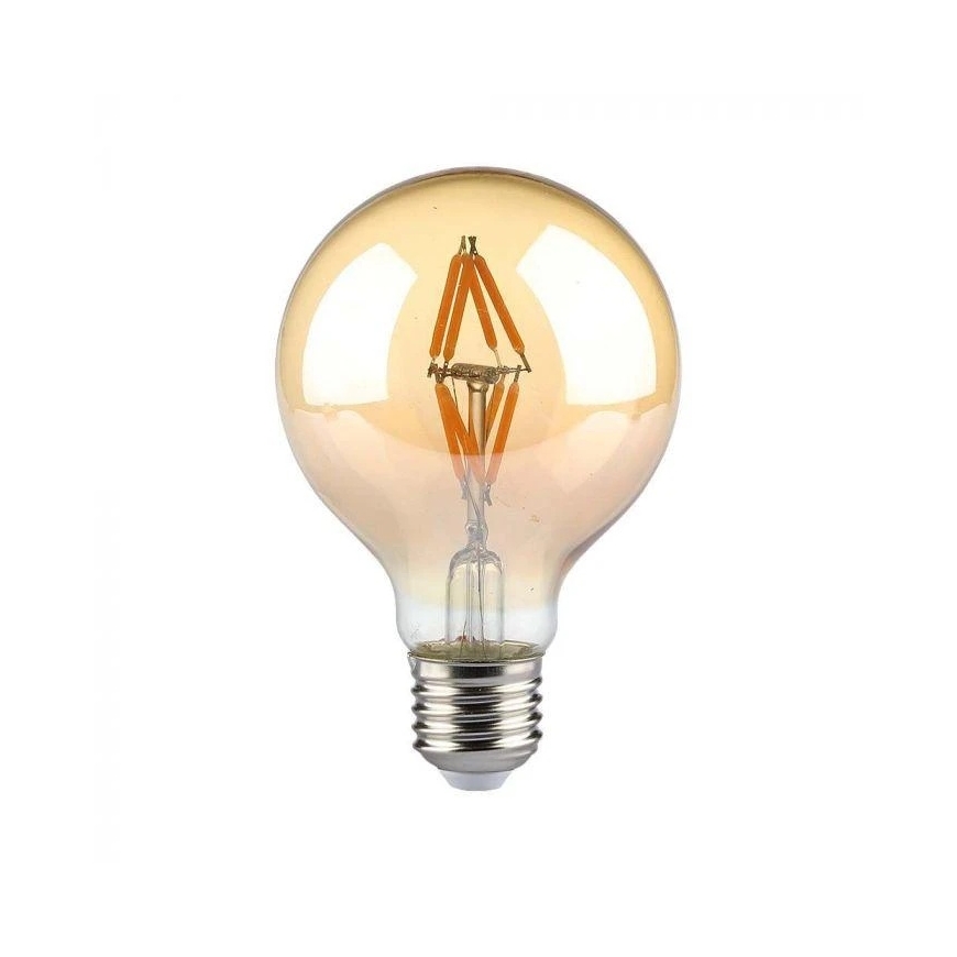 V-tac 4W LED filament bulb, E27, G80, amber color, 2200K