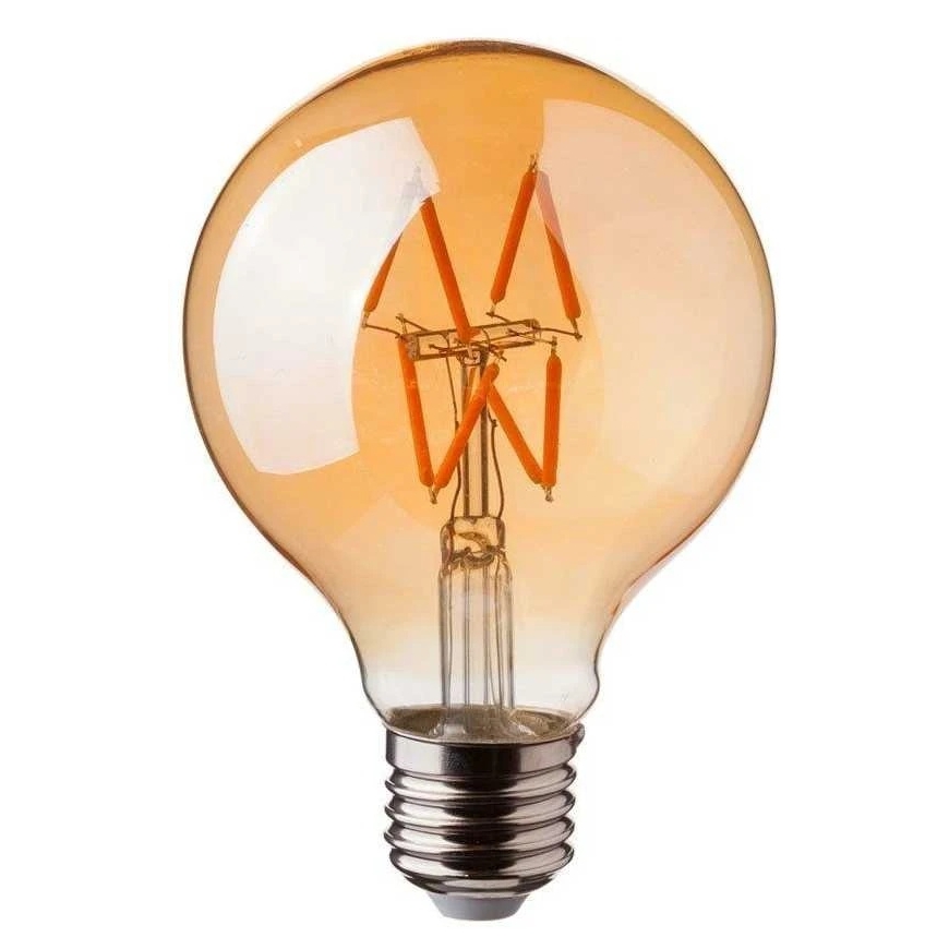 V-tac 4W LED filamenttipolttimo, E27, G80, amber-väri, 2200K – 2