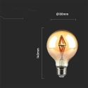 V-tac 4W LED fiilmentlamp, E27, G80, merevärv, 2200K V-tac 4W LED fiilmentlamp, E27, G80, merevärv, 2200K