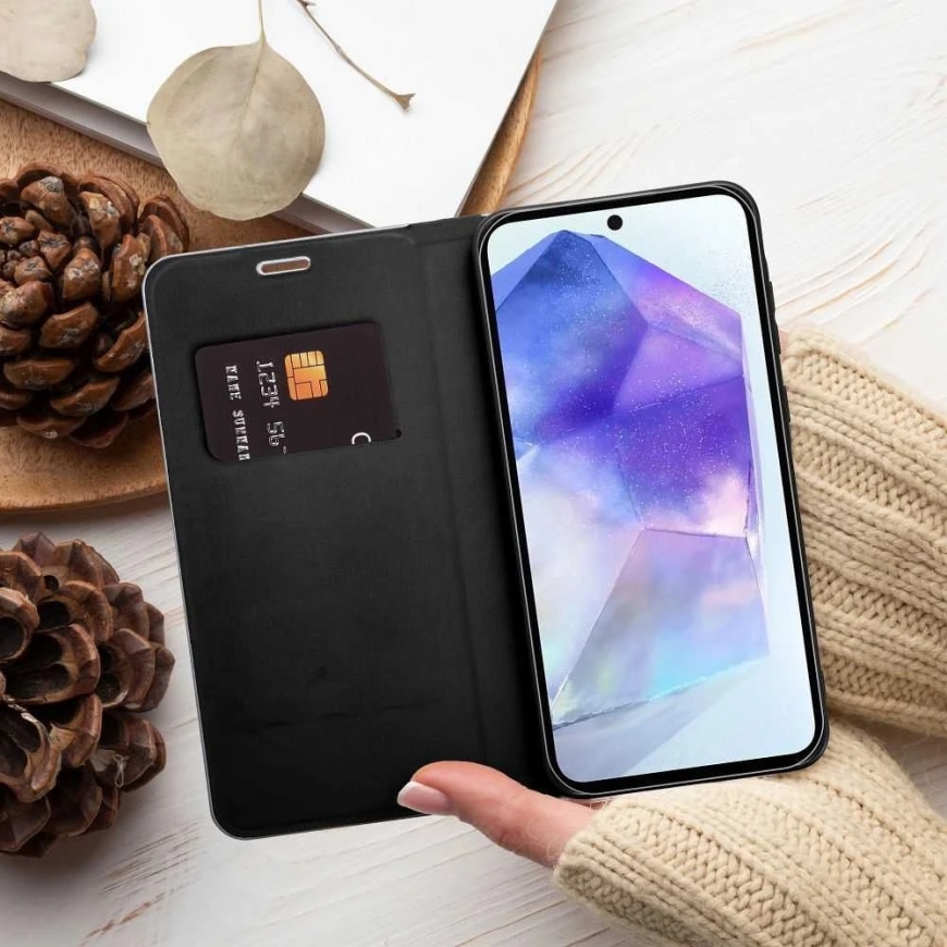 OEM LUNA Book Carbon iPhone Samsung Galaxy A7 2018 melns – 4