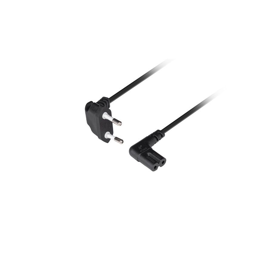 CEE 7/16 į EC 320 C7 Euro (radijo) maitinimo laidas 1,8 m kampu VDE | CA-C7CA-12CC-0018-BK