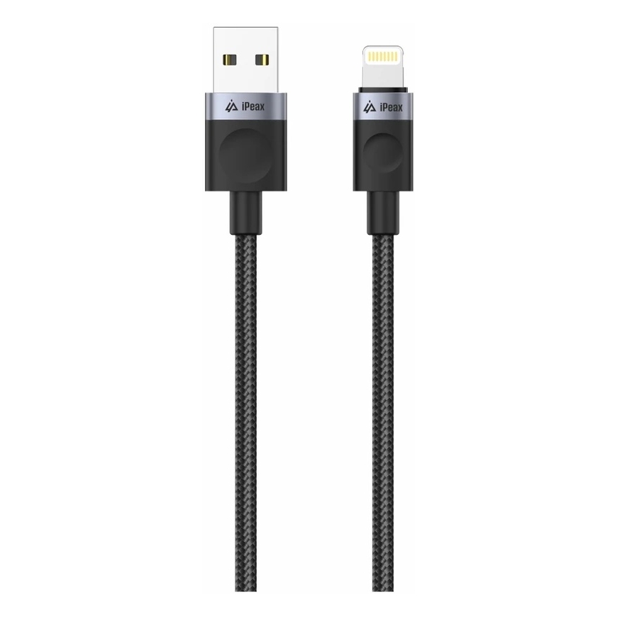 iPEAX USB-A to Lightning Fabric Cable, 1 m, USB 2.0, Black – 2