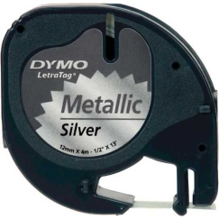 Dymo LetraTAG -metalloitu teippi, 12 mm x 4 m, hopea