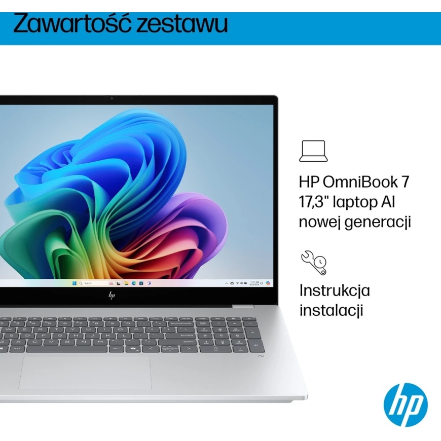 HP OmniBook 7 NG AI 17 - Ultra 7 258V Laptop | 17.3" Touch | 32GB | 1TB | W11H | Silver