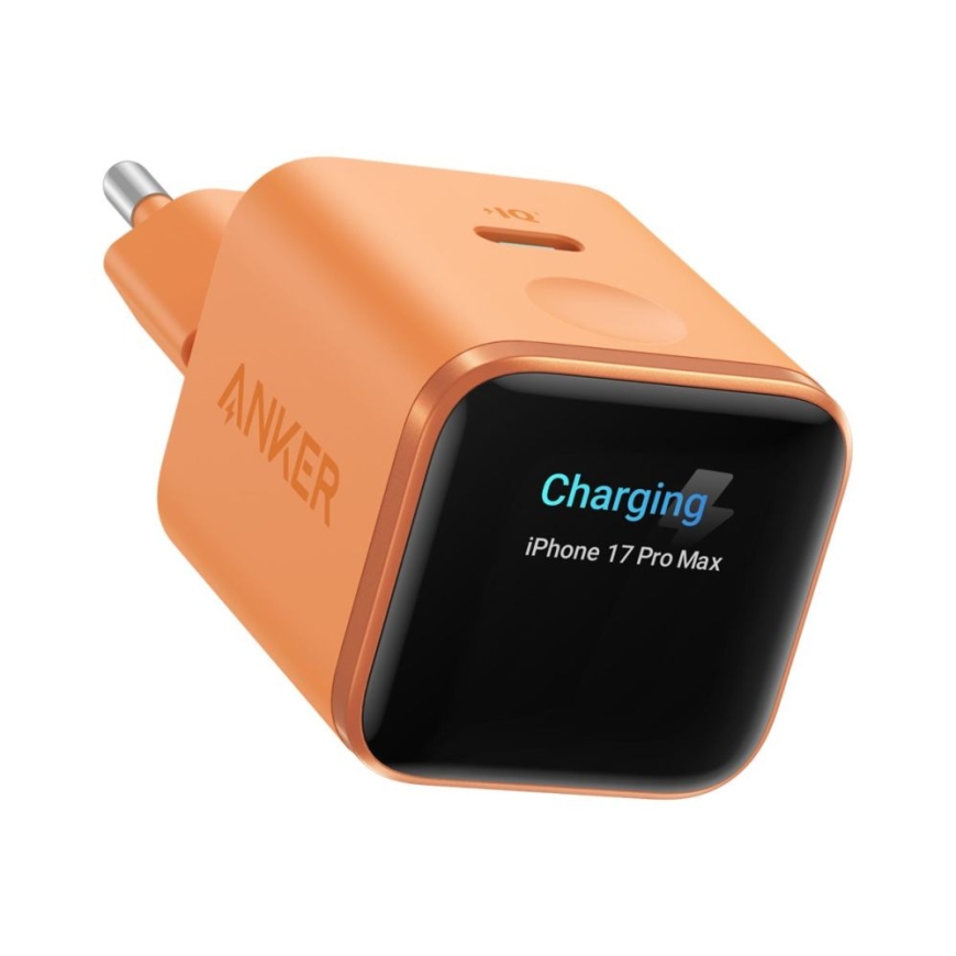 Nano įkroviklis 45W, išmanioji ekranas, oranžinė | 24 gnybtas USB-C