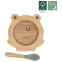 Miniland bamboo bowl with spoon Frog