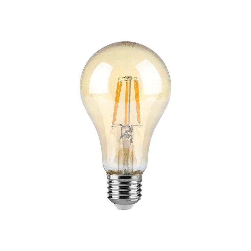 V-tac 10W LED filament bulb, E27, A60, 2200K, amber color.