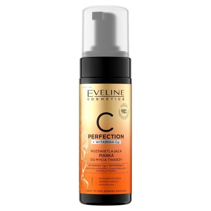 „Eveline Cosmetics“ „Eveline C Perfection+“ vitamino Cg švytėjimo suteikiančios veido valomosios putos, 150 ml