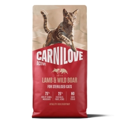 CARNILOVE Aktyvus Katė Aviena ir Laukinė Kiauliena Sterilizuota - sausi kačių konservai - 6 kg