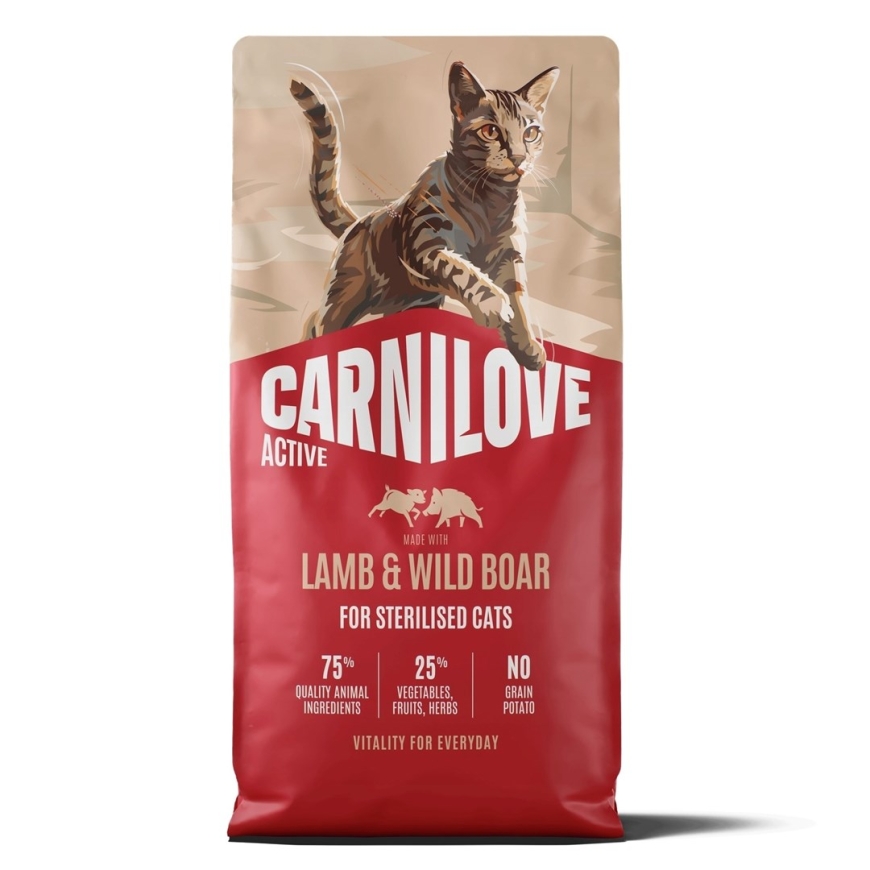CARNILOVE Active Cat Lamb & Wild Boar Sterilised - dry cat food - 2kg