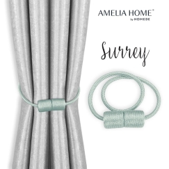 AmeliaHome Curtain Tiebacks Surrey Light Blue, 2 pcs