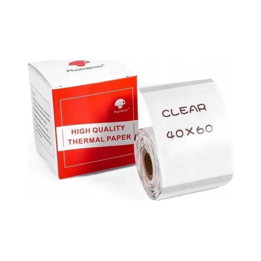 "Phomemo" label paper 40x60 mm clear for "Phomemo M110 M120 M200 M220 M221" / XP-TT4060-130