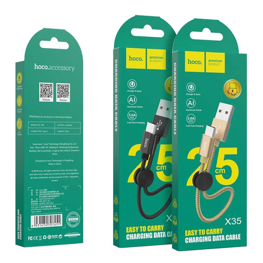 Hoco X35 universal cable USB to Type-C 0.25m Black – 2