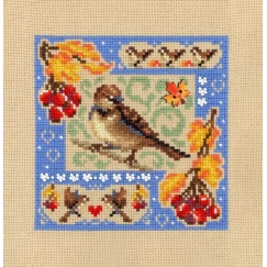 Beldizart Embroidery Cross Stitch Kit "Miniature Sample. Autumn Composition" 13x13 cm SNV-973