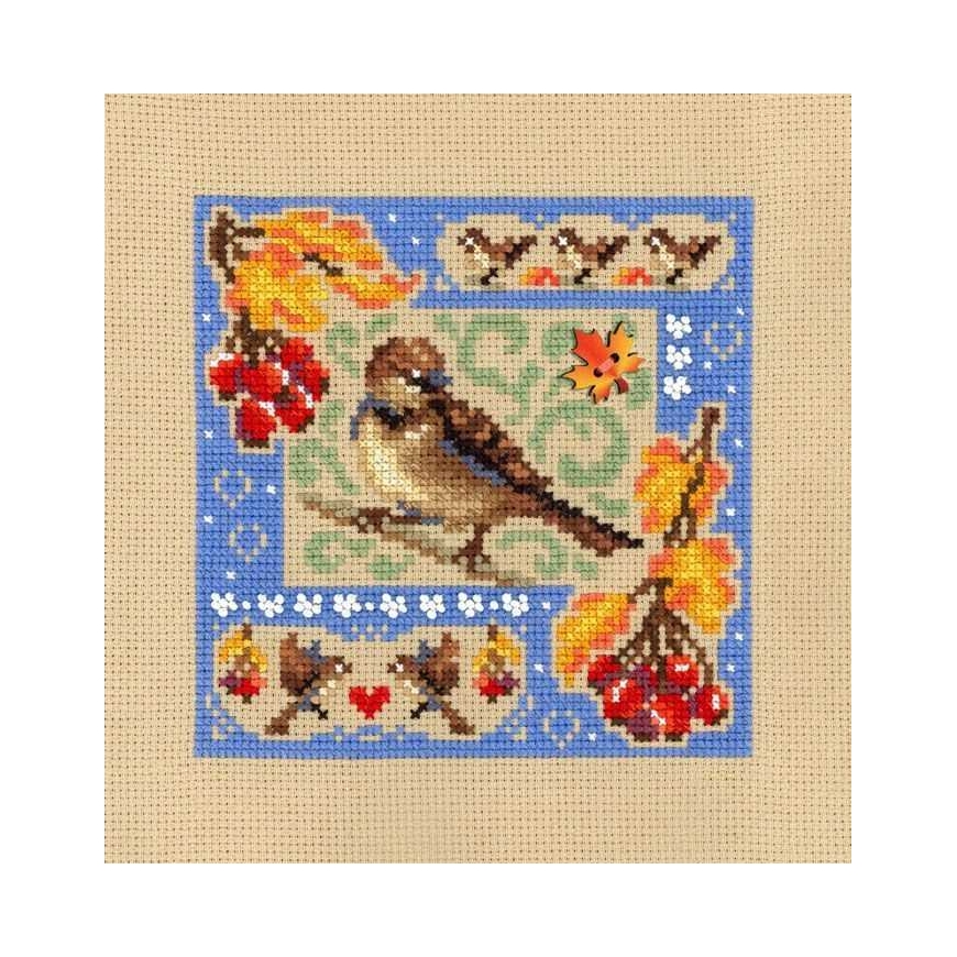 Beldizart Embroidery Cross Stitch Kit "Miniature Sample. Autumn Composition" 13x13 cm SNV-973