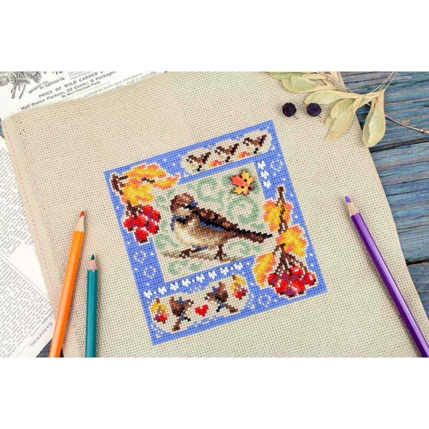Beldizart Embroidery Cross Stitch Kit "Miniature Sample. Autumn Composition" 13x13 cm SNV-973 – 3