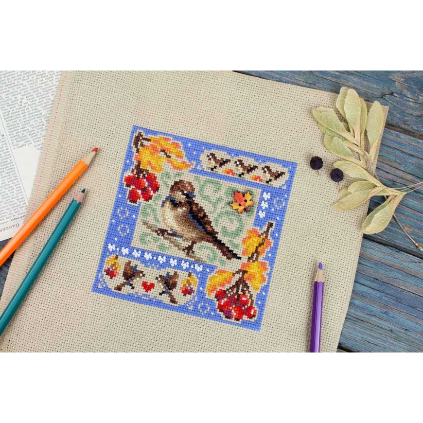 Beldizart Embroidery Cross Stitch Kit "Miniature Sample. Autumn Composition" 13x13 cm SNV-973 – 4
